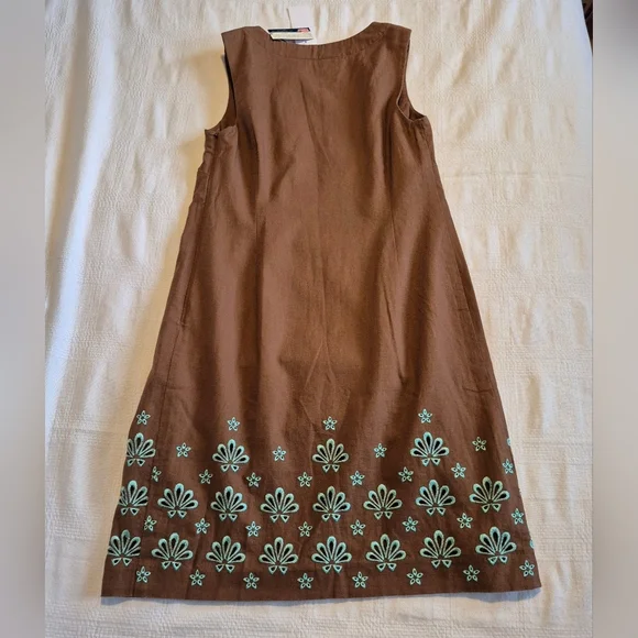 Vineyard Vines women's size 4 Del Mar Shift dress Coconut with  teal NWT - Picture 2 of 8